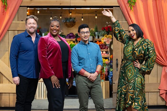 Host and judges of the Great American Recipe.