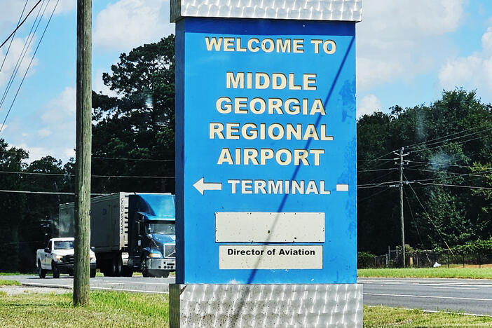 The entrance to the Middle Georgia Regional Airport in Macon. 