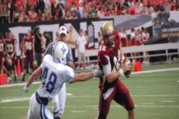 Quarterback Ben McLane and Brookwood will try to escape Dacula tonight. Photo by Jon Barash