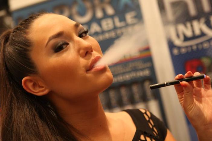 Courtesy, <a href="http://commons.wikimedia.org/wiki/File:Electronic_Cigarette_Smoking.jpg" target="_blank">Wikimedia</a>