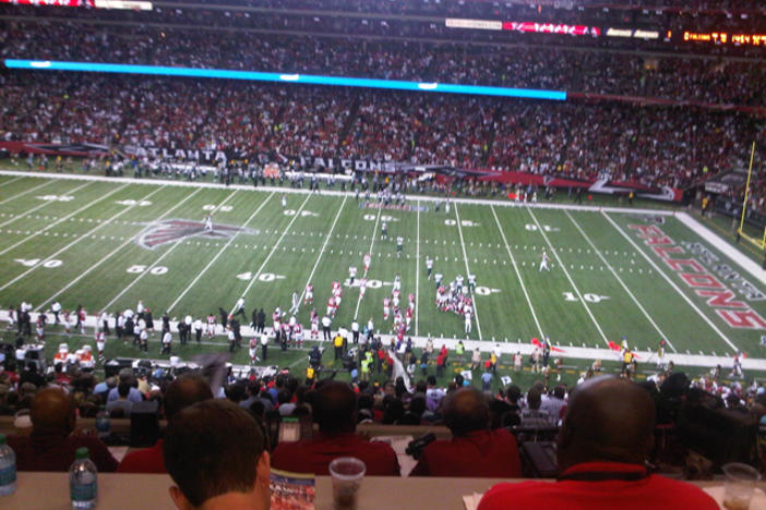 View from the press box during the Falcons versus Eagles game.
