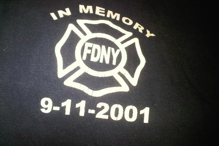 Sleeve of a t-shirt given to me by the NY Firefighters. I wear it every year on the anniversary of 9/11.
