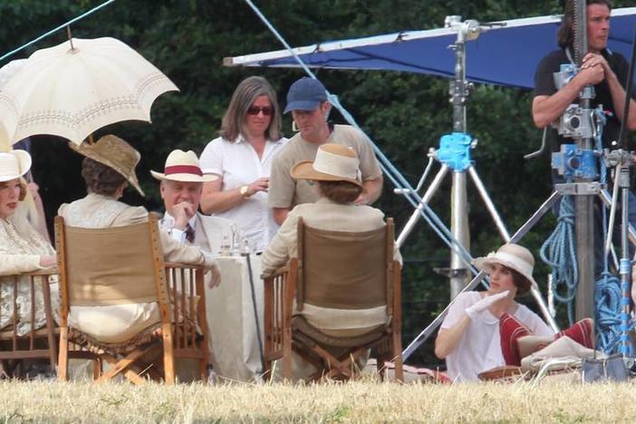 The Levinsons preside over a Downton garden party.