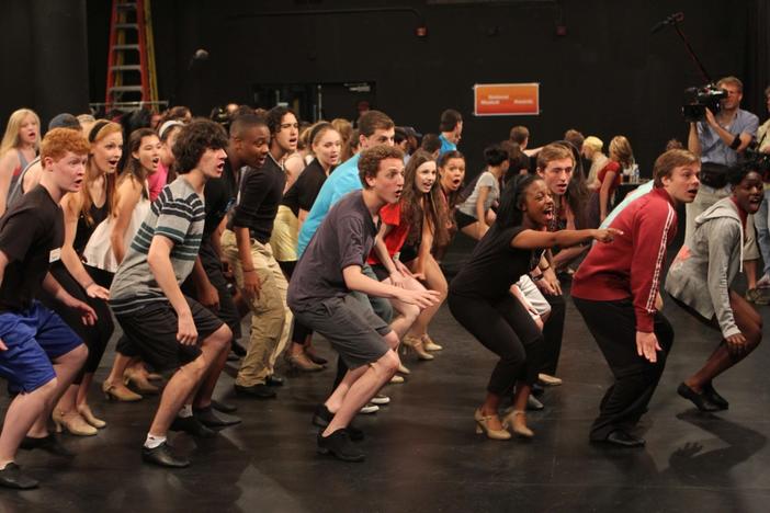 Students participate in a group rehearsal during their week in New York City.