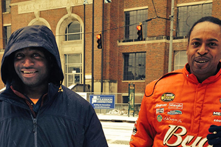 Renelle Rivers and Lamelle Levin stand on Catch out Corner on Ponce de Leon Atlanta. (Image from GPB's Tanya Ott)