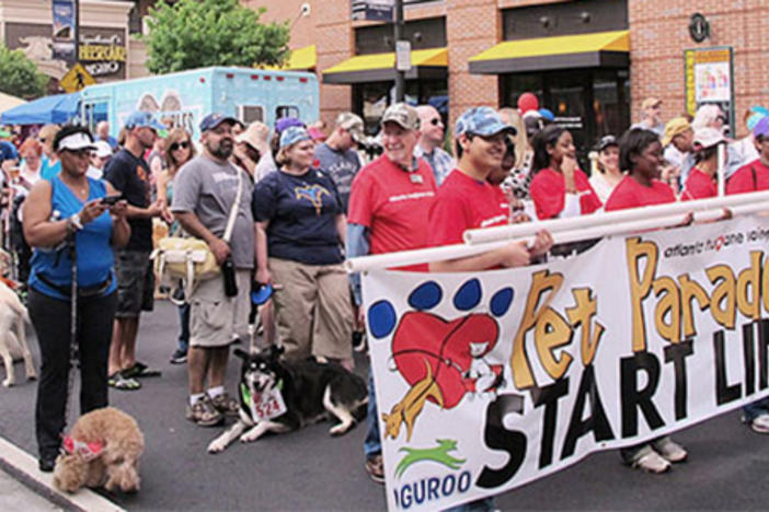 Owners and their pets walk to raise money for animal shelters. Photo via Atlanta Humane Society