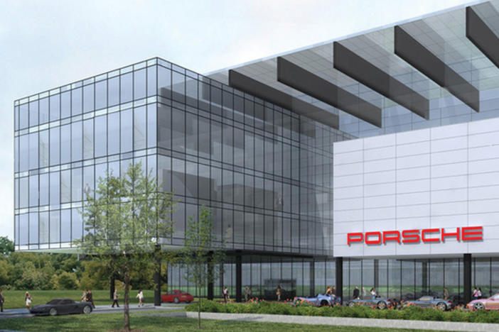 The new Porsche Headquarters will include a driving and training track.