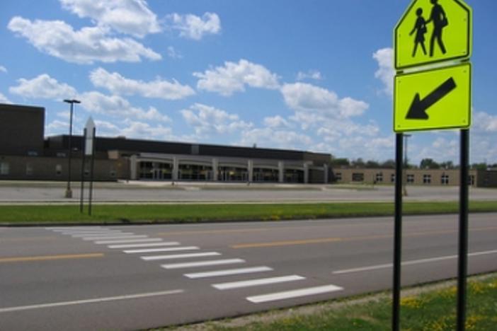 Empty school crosswalk