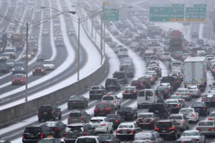 I tried to navigate through this type of traffic on Tuesday afternoon. (Image from blog.chron.com.)