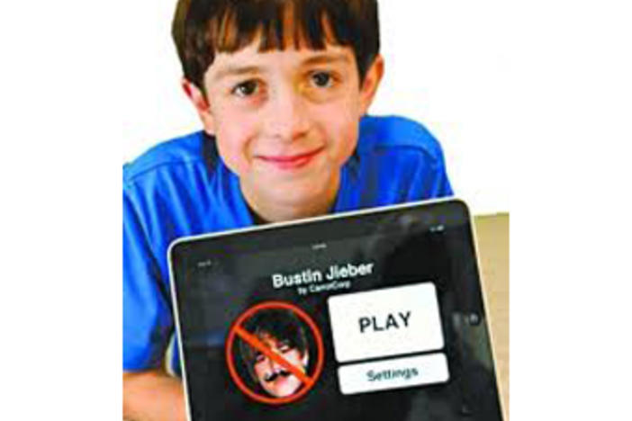 Thomas Suarez created the Bustin Jieber app for iPhones and iPads to learn how to develop apps. Photo from ixwebhosting.mobi.