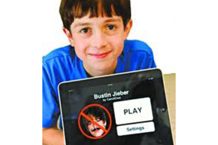Thomas Suarez created the Bustin Jieber app for iPhones and iPads to learn how to develop apps. Photo from ixwebhosting.mobi.