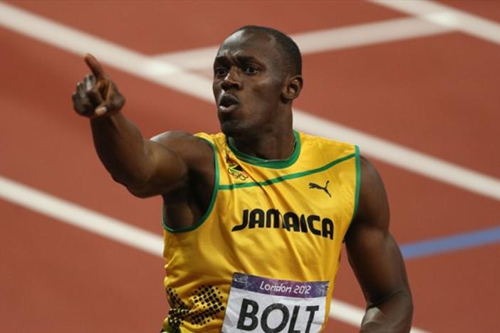 Usain Bolt's 6'5 height and lean muscle mass contribute to his Olympic victory. (Photo courtesy http://www.london2012.com)