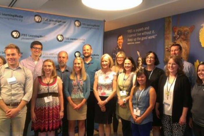 PBS Learning Media Digital Innovators smile for the cameras with Newshour's Judy Woodruff. Courtesy @LDHirsh.