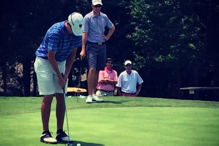 Robert Mize plays his way to champion status at the GSGA Amateur Championship at the Idle Hour Club in Macon, Georgia.