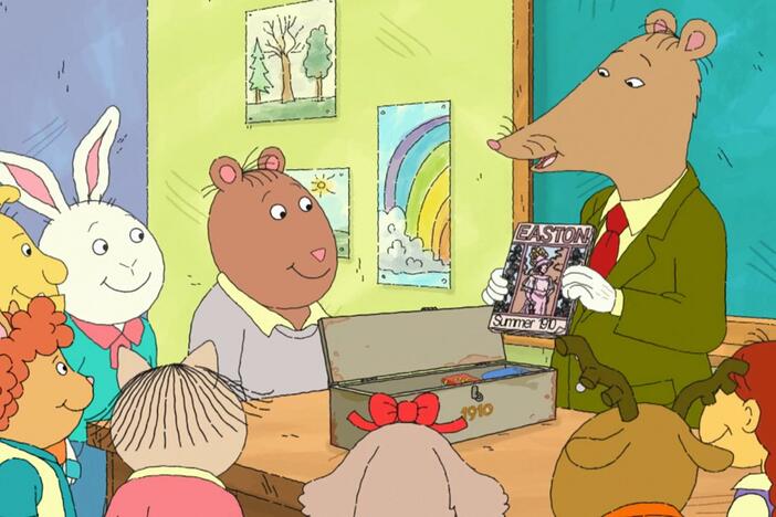 Mr. Ratburn shows the class a time capsule with treasures from 1910.