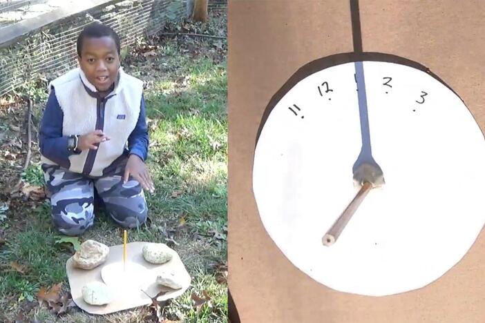 Ayele has the time of his life making a sundial!