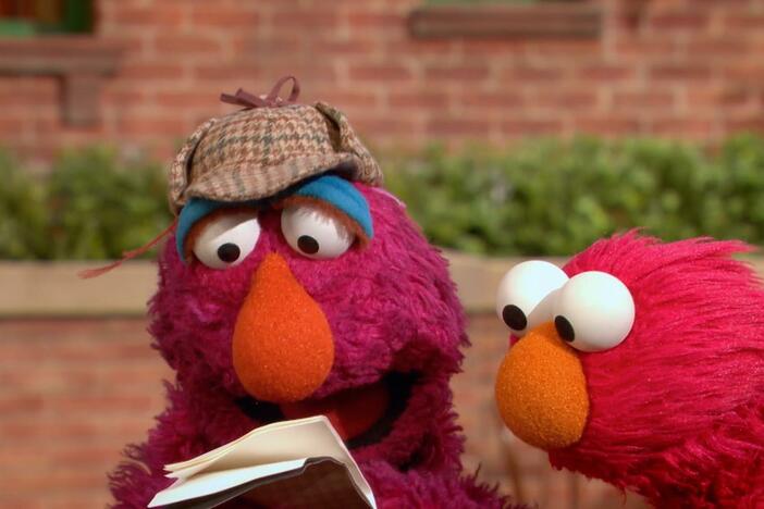 Telly and Elmo investigate where their missing basketball went.