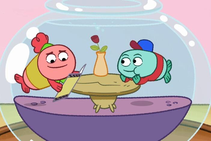 Fergus test-runs an epic date for Felicia./The Fishmans perform an underwater circus act.