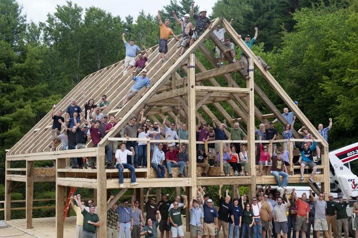 Burns describes the thrilling barn raising ceremony with family and the local community.