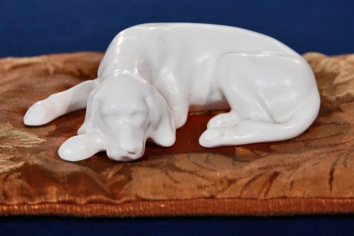 Appraisal: Roseville "Ivory" Dog Figurine, from ROADSHOW's Special: Cats & Dogs.
