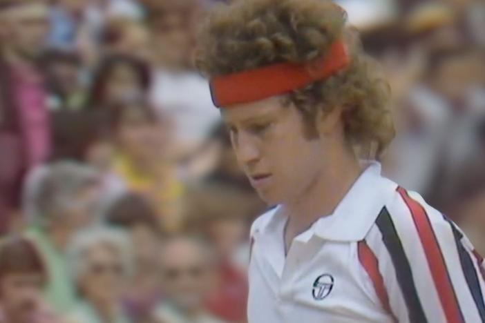 Tennis legends Bjorn Borg and John McEnroe clash in a historic match.