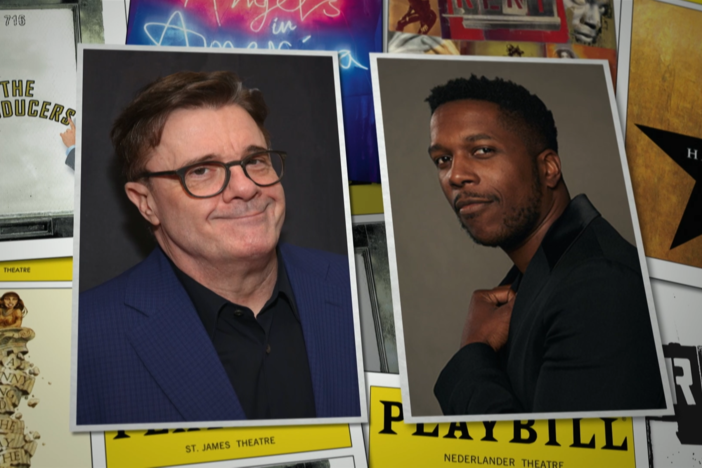 Henry Louis Gates, Jr. accompanies Broadway stars Leslie Odom, Jr. and Nathan Lane.