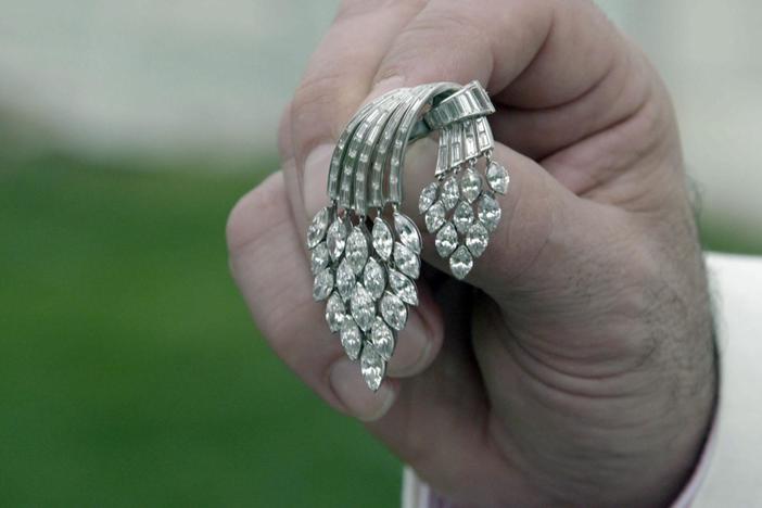 Appraisal: Platinum & Diamond Waterfall Pin, ca. 1940, from Newport, Part 1.