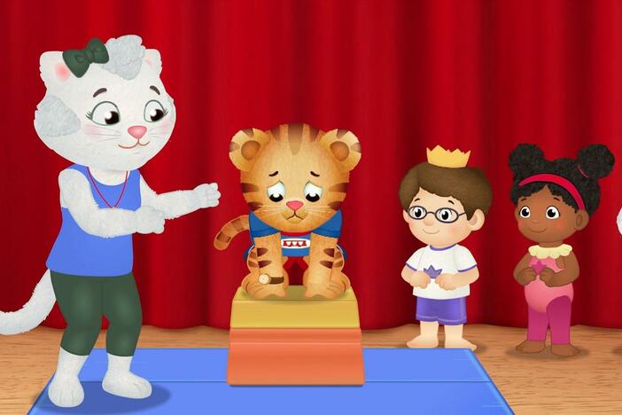 Daniel learns that with a little help, he can be brave - and does the "froggy-star" jump!