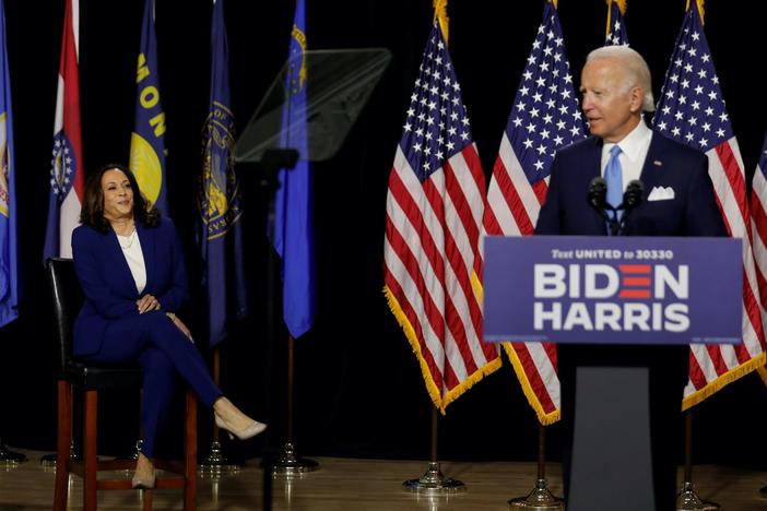 In debut as running mates, Biden and Harris share vision for defeating Trump
