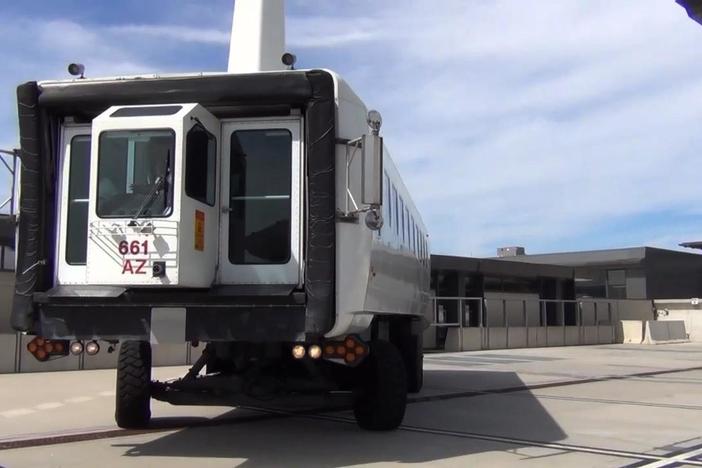Geoffrey Baer caught up with one of the mobile lounge drivers at Dulles Airport.