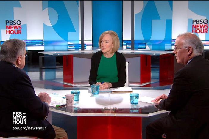 Mark Shields and David Brooks join Judy Woodruff to discuss the week’s news.