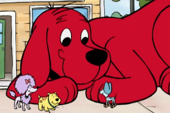 A very small new dog named Frankie moves to Birdwell Island./Clifford needs to make adjustments.