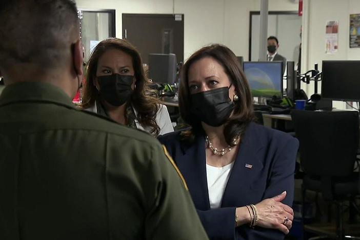 Kamala Harris visited the U.S.-Mexico border for the first time as vice president.