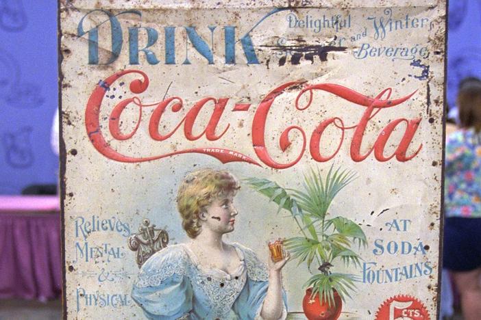 Appraisal: Tin Coca-Cola sign, ca. 1890, from Vintage Kansas City.