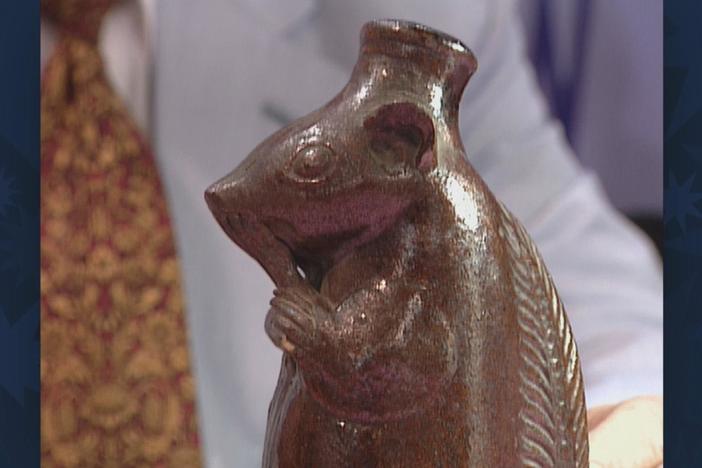 Appraisal: Moravian Redware Squirrel Bottle, from Vintage Charleston.