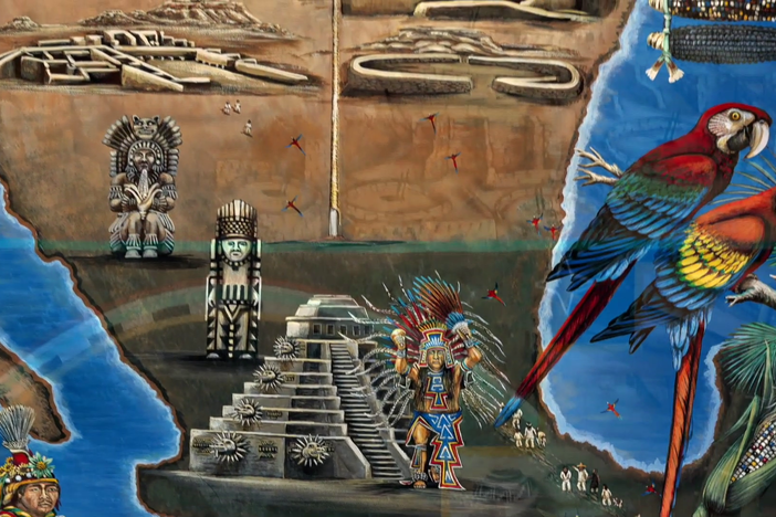 Jim Enote uses ancient petroglyphs and contemporary art to recreate Zuni maps.