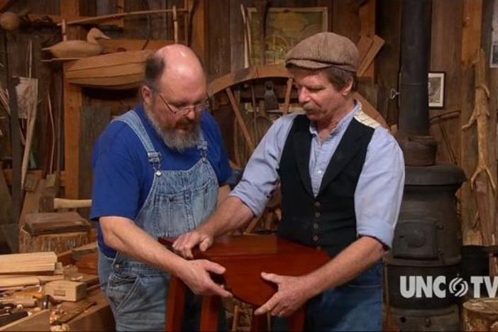 Bill Anderson and Roy Underhill explore the drop-leaf rule joint for tables.