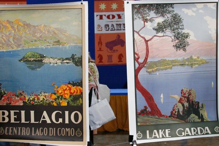 Nicho Lowry appraises two Italian travel posters in Honolulu Hour 1.