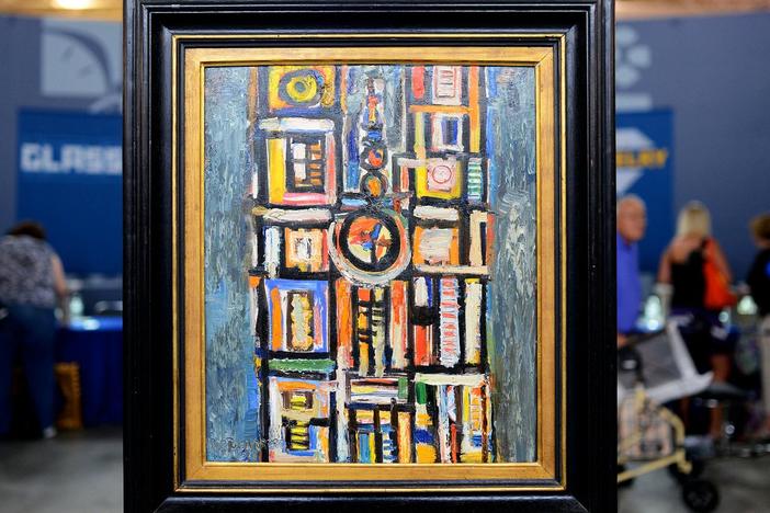 Appraisal: 1960 René Portocarrero "Catedral" Oil Painting, in Celebrating Latino Heritage.