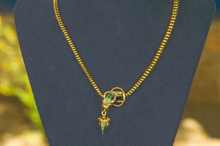 Appraisal: Victorian Gold Serpent Necklace with Heart Pendant