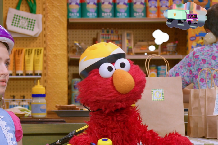 Elmo, Rosita, and Charlie help Alan by delivering lunch on Sesame Street!