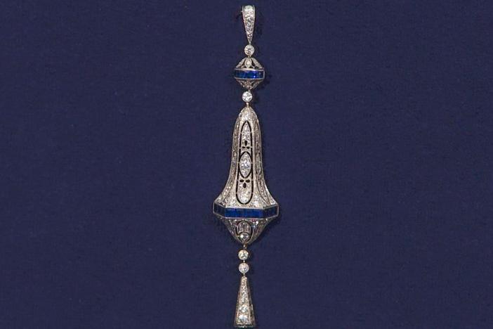 Appraisal: Art Deco Diamond & Sapphire Pendant, ca. 1920