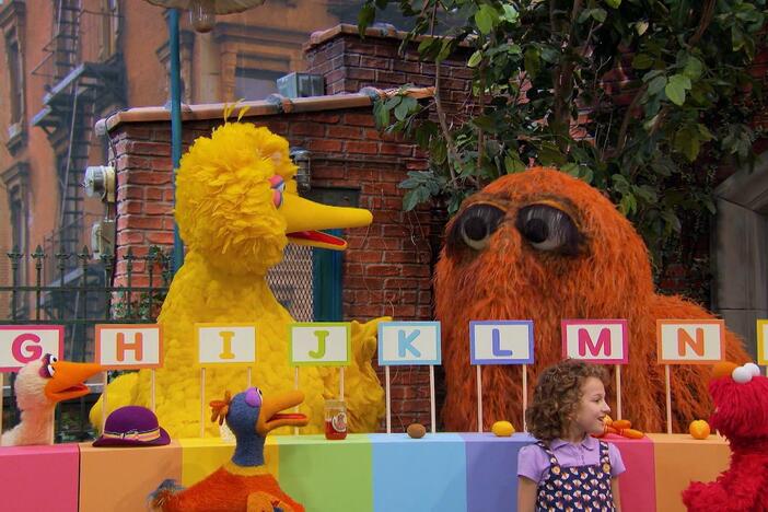 Big Bird and Snuffy are hosting an alphabet scavenger hunt!