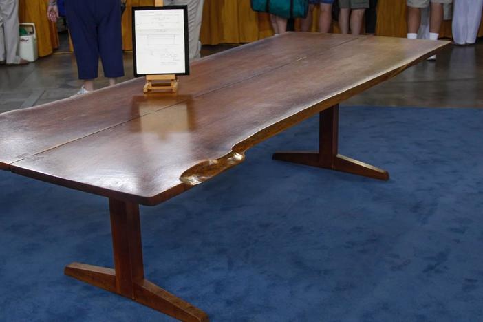 Appraisal: George Nakashima Walnut Trestle Table & Sketch, ca. 1955, from The Boomer Years