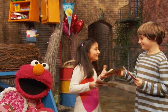 Celebrate Valentine's Day with your friends at Sesame Street.