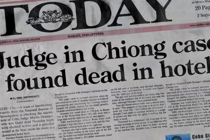 Judge Ocampo is found dead in a hotel a few years after the Chiong case trial.