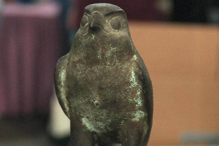 Appraisal: Late Period Egyptian Bronze Falcon, from Vintage Boston.