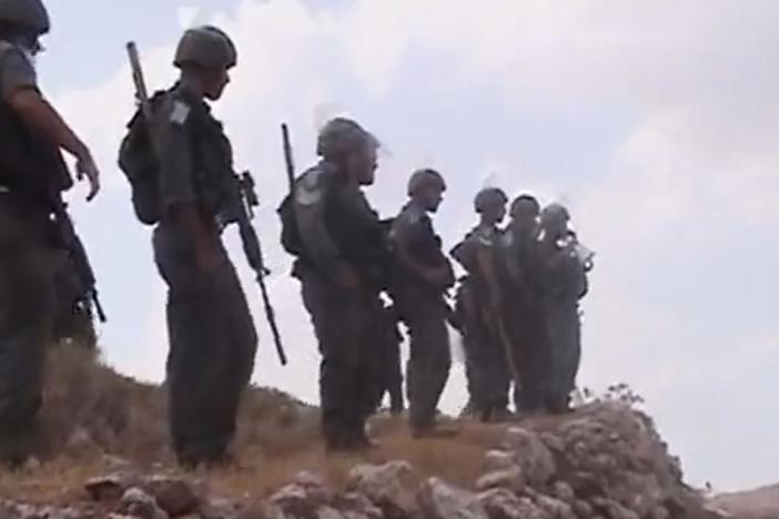 In this clip, nonviolent protesters have a confrontation with Israeli security forces.