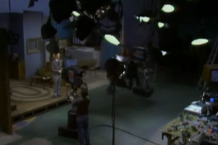 Mister Rogers gives his television neighbors an inside look at his job making television.