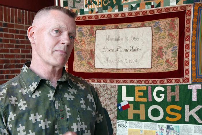 Mark Ward talks about sewing a panel for his late partner, Dixon Tabla.